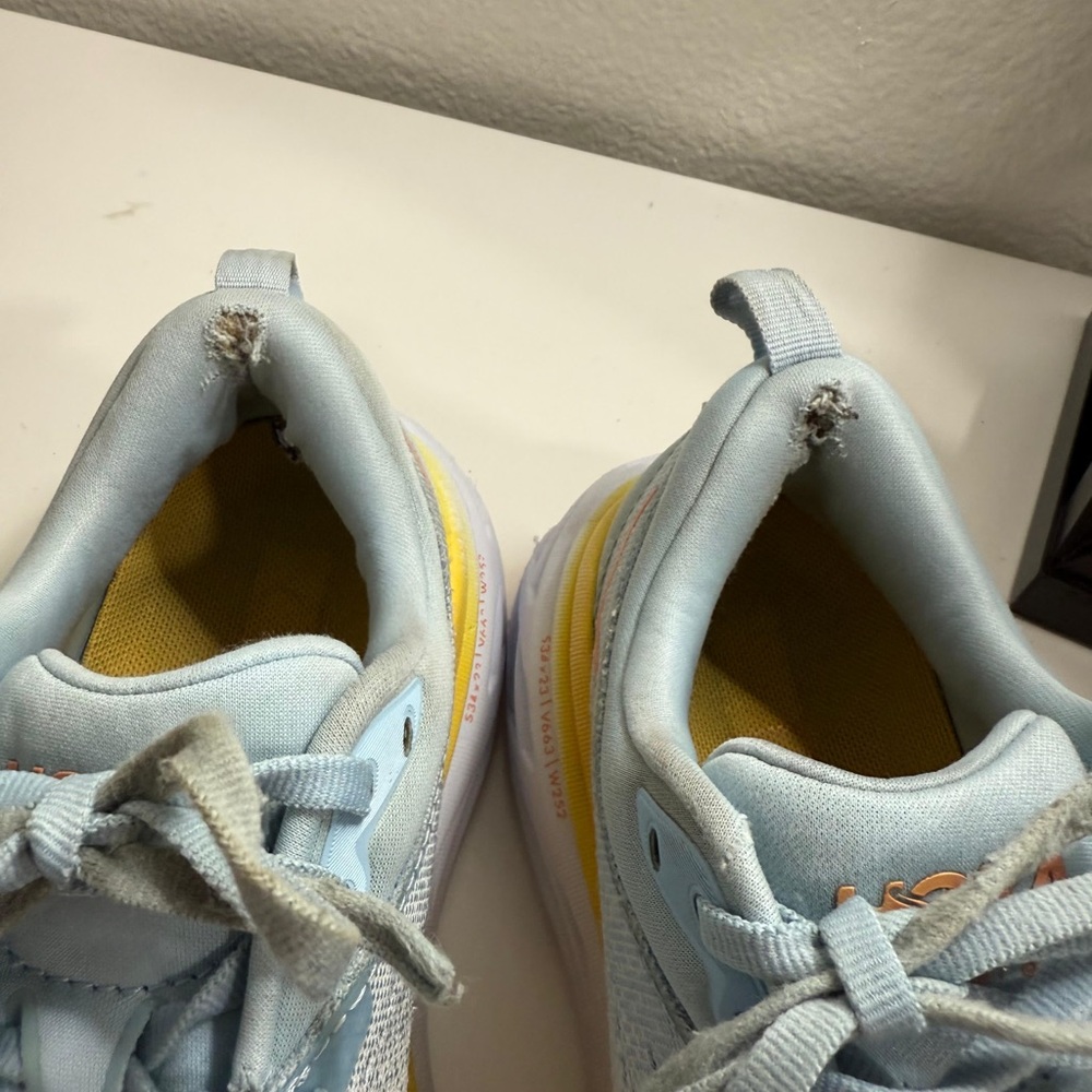 Hoka bondi 8 Gray and Orange Athletic Shoes - Picture 4 of 6